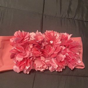 Pink swimming bandeau top